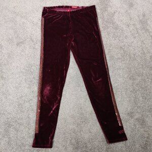 Guess Kids Girls Leggings Size 8 Red Velvet Embellished Pull On Stylish Elegant